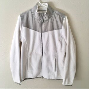 NWOT White + Grey Fleece Jacket
